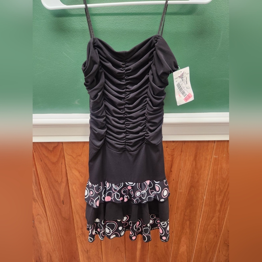 Jodi Kristopher Strapless Dress y2k Ruched black dress polka dots deadstock